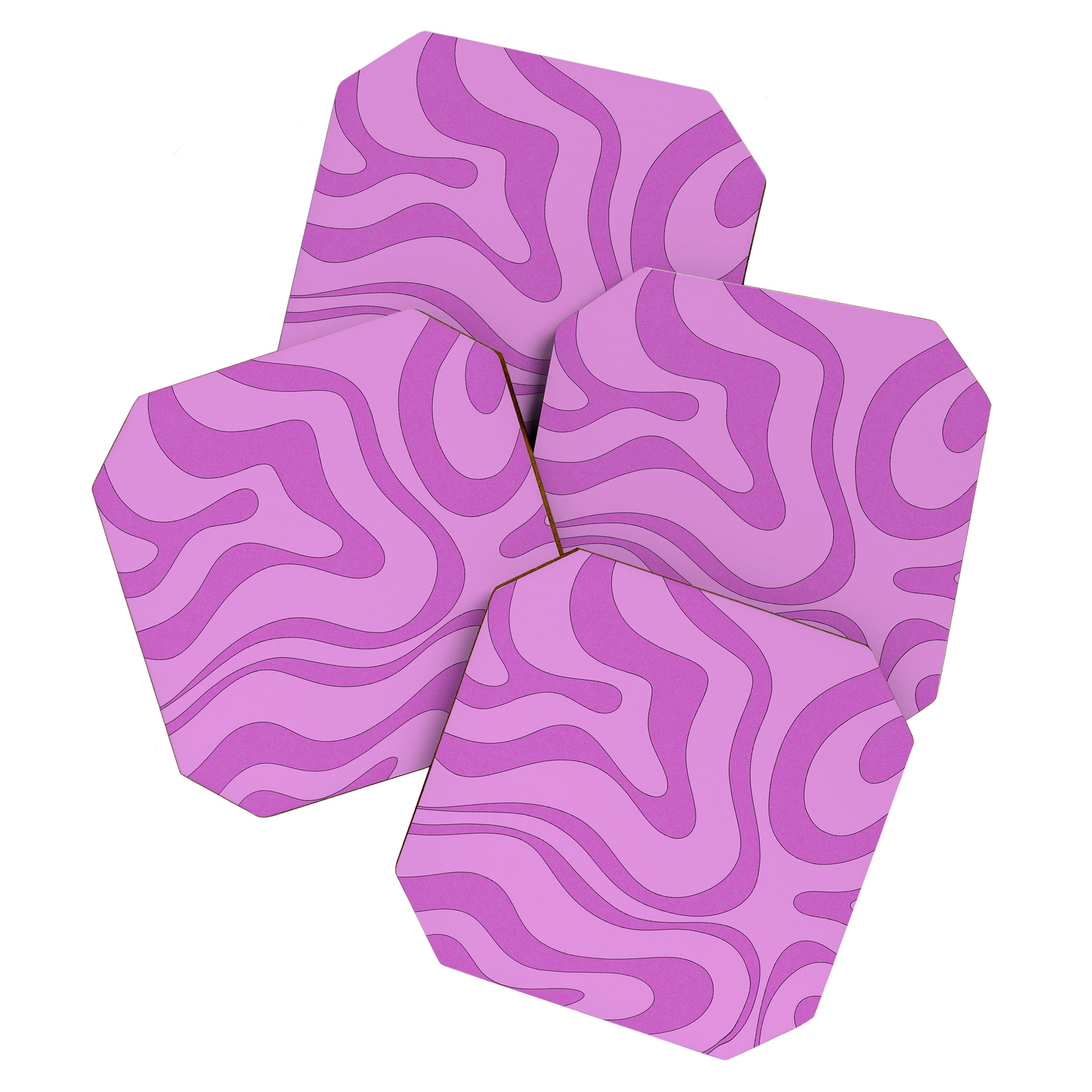 Modern Retro Liquid Swirl Funky Abstract Pattern in Danish Pastel Purple Coaster Gallery Image 1