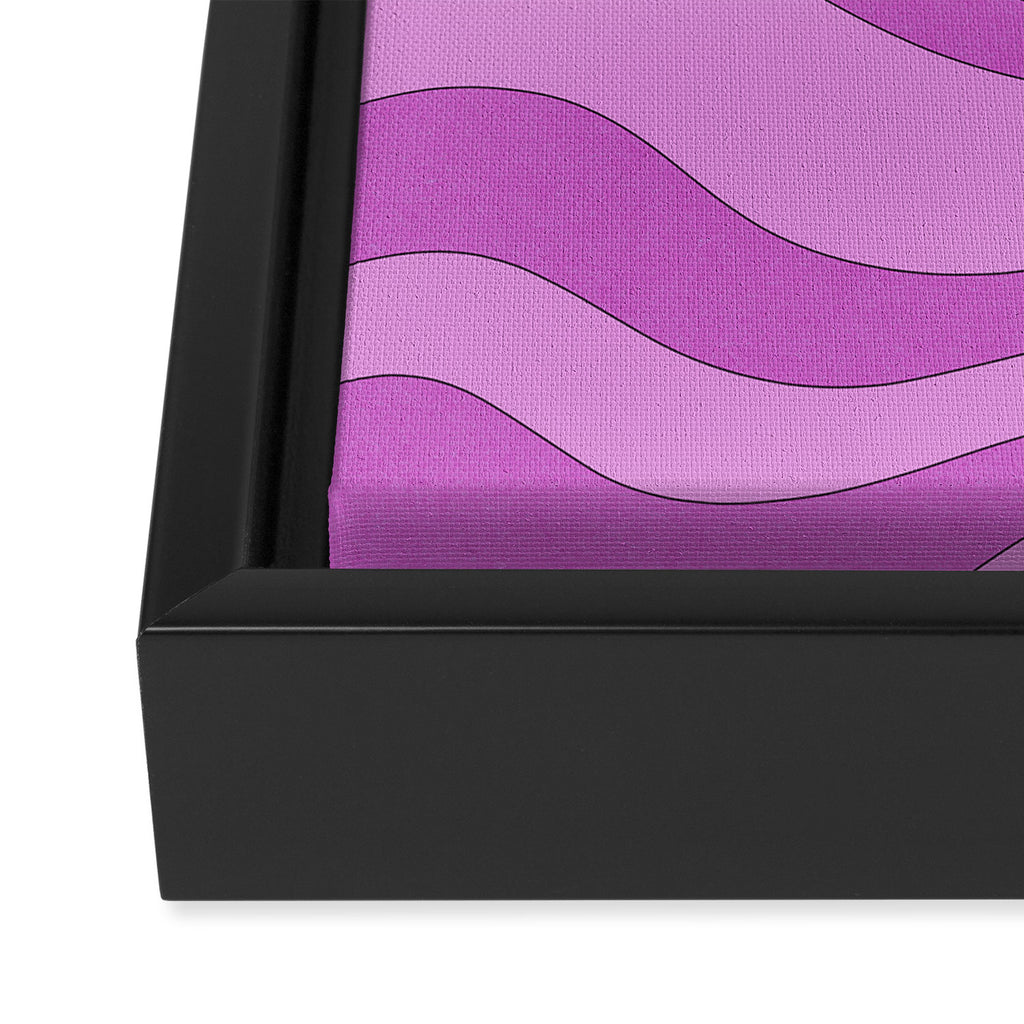 Modern Retro Liquid Swirl Funky Abstract Pattern in Danish Pastel Purple Framed Canvas Print Gallery Image 3