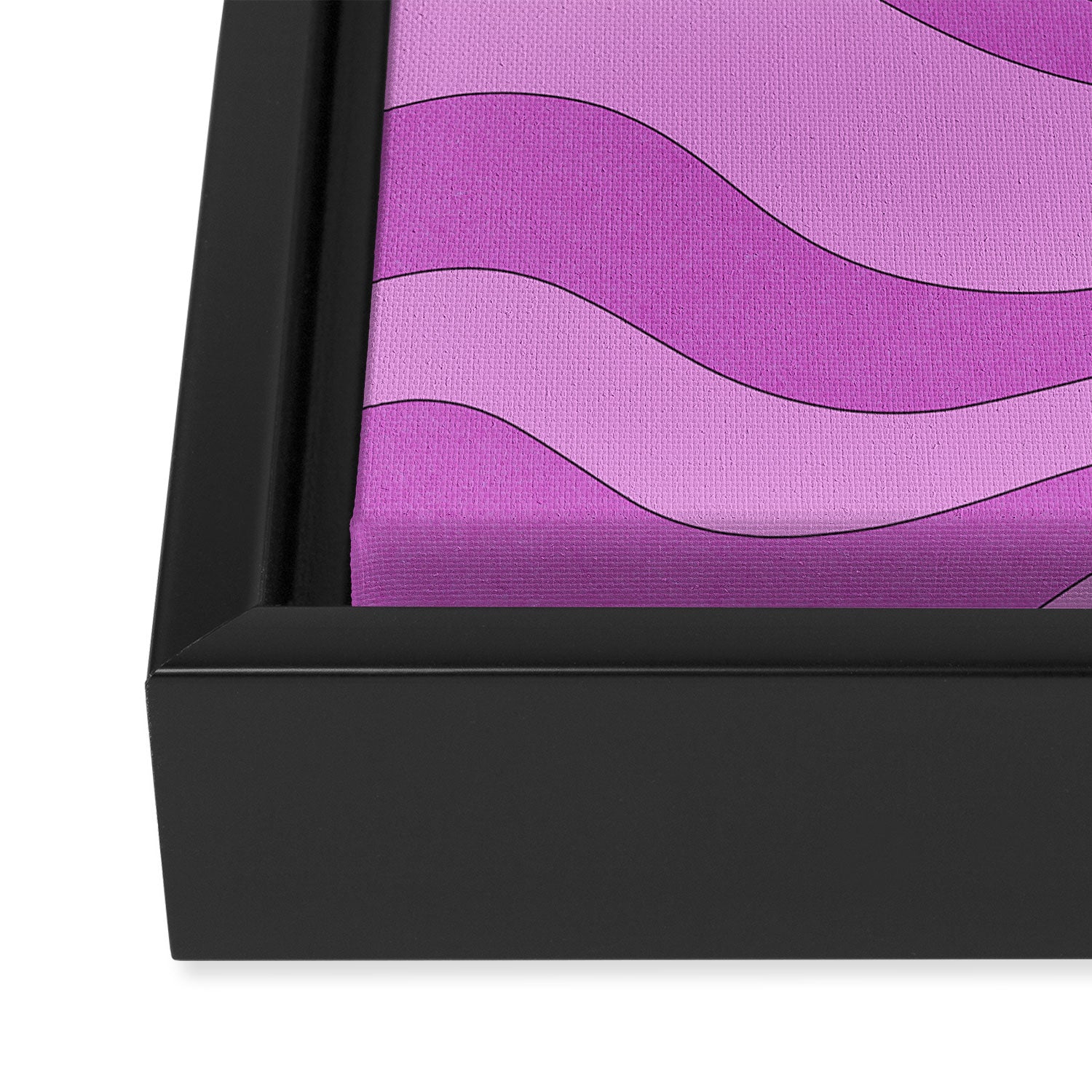 Modern Retro Liquid Swirl Funky Abstract Pattern in Danish Pastel Purple Framed Canvas Print Gallery Image 3