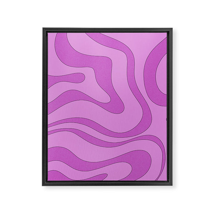 Modern Retro Liquid Swirl Funky Abstract Pattern in Danish Pastel Purple Framed Canvas Print Gallery Image 1