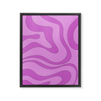 Modern Retro Liquid Swirl Funky Abstract Pattern in Danish Pastel Purple Framed Canvas Print Gallery Image 8