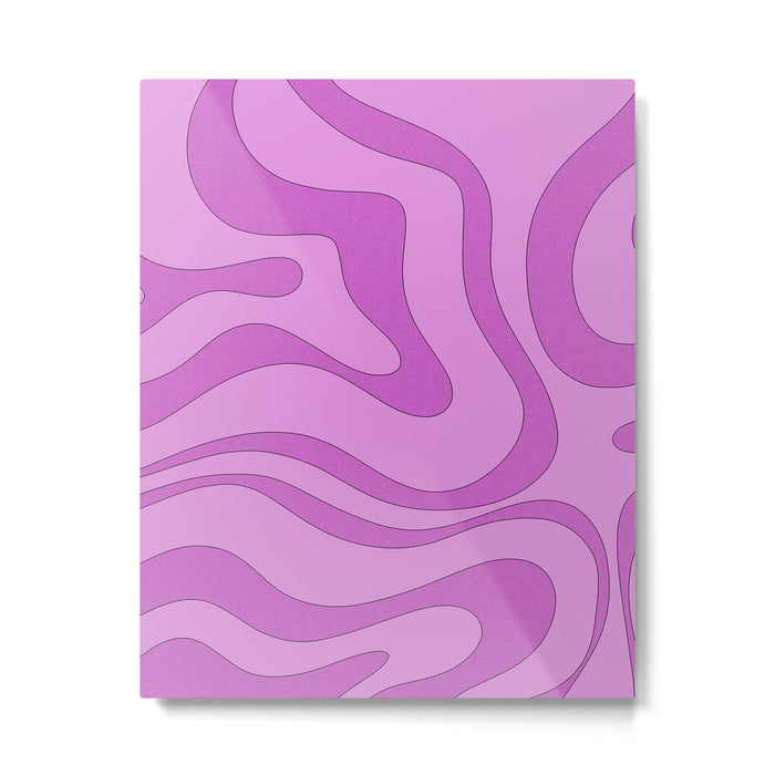 Modern Retro Liquid Swirl Funky Abstract Pattern in Danish Pastel Purple Metal Print Gallery Image 1