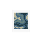 Modern Retro Liquid Swirl Abstract Pattern Square in Vintage Blue Art Print Gallery Image 1
