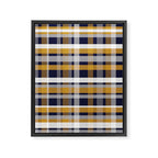 Modern Retro Plaid in Mustard Yellow, White, Navy Blue, and Grey Framed Canvas Print Gallery Image 8