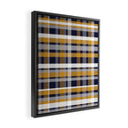 Modern Retro Plaid in Mustard Yellow, White, Navy Blue, and Grey Framed Canvas Print Gallery Image 2