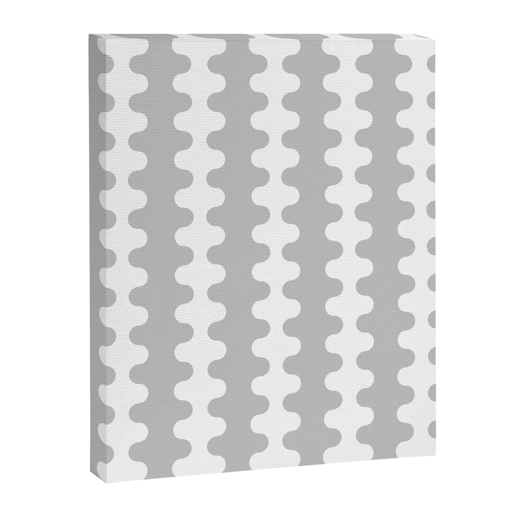 Modern Retro Wavy Ogee A-Go-Go Pop Stripes in Gray and White Canvas Print Gallery Image 8
