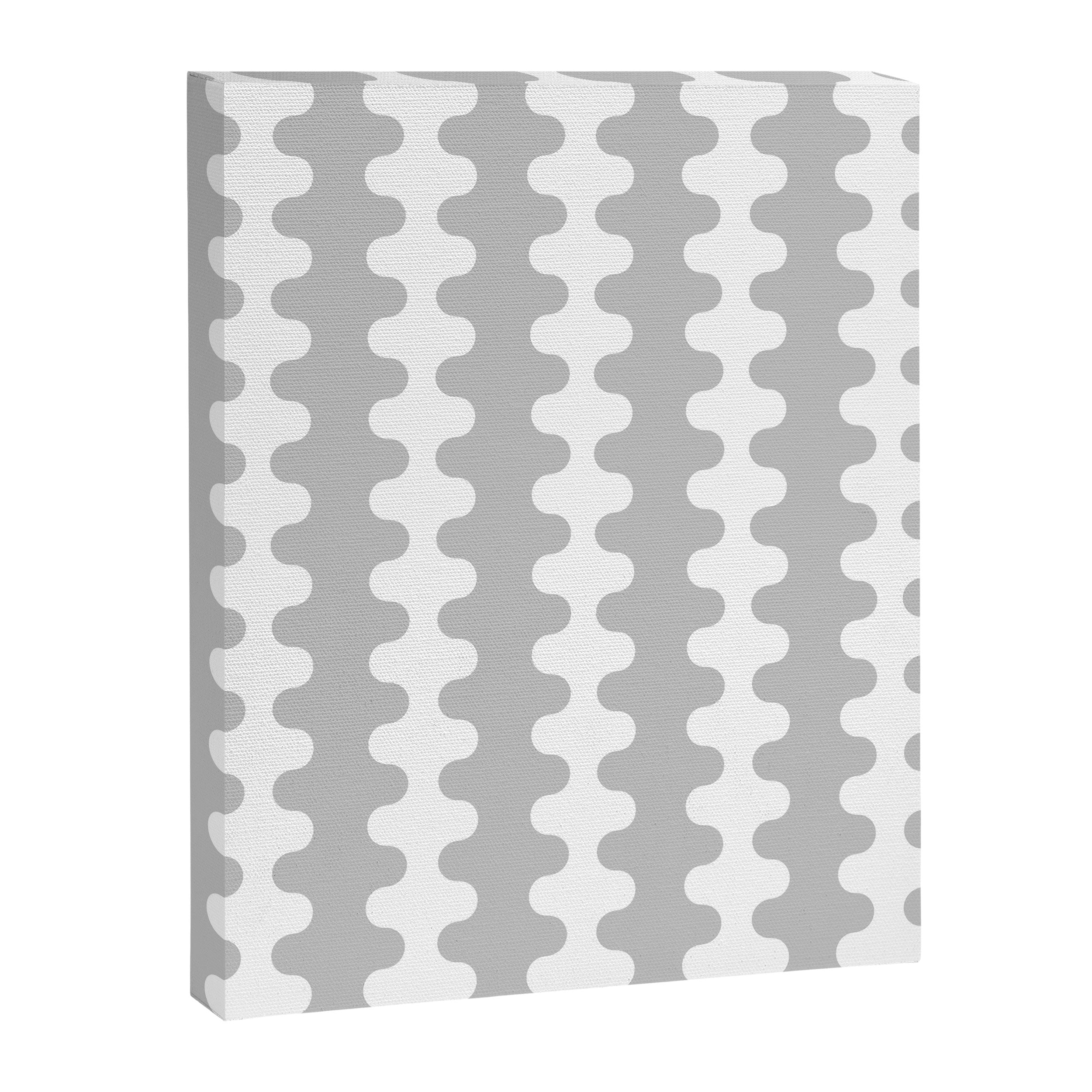 Modern Retro Wavy Ogee A-Go-Go Pop Stripes in Gray and White Canvas Print Gallery Image 8
