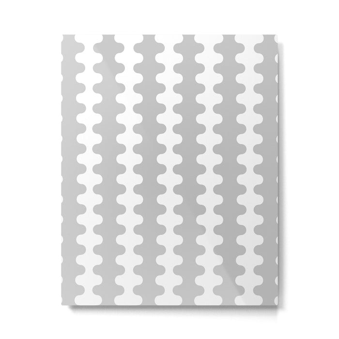 Modern Retro Wavy Ogee A-Go-Go Pop Stripes in Gray and White Metal Print Gallery Image 1