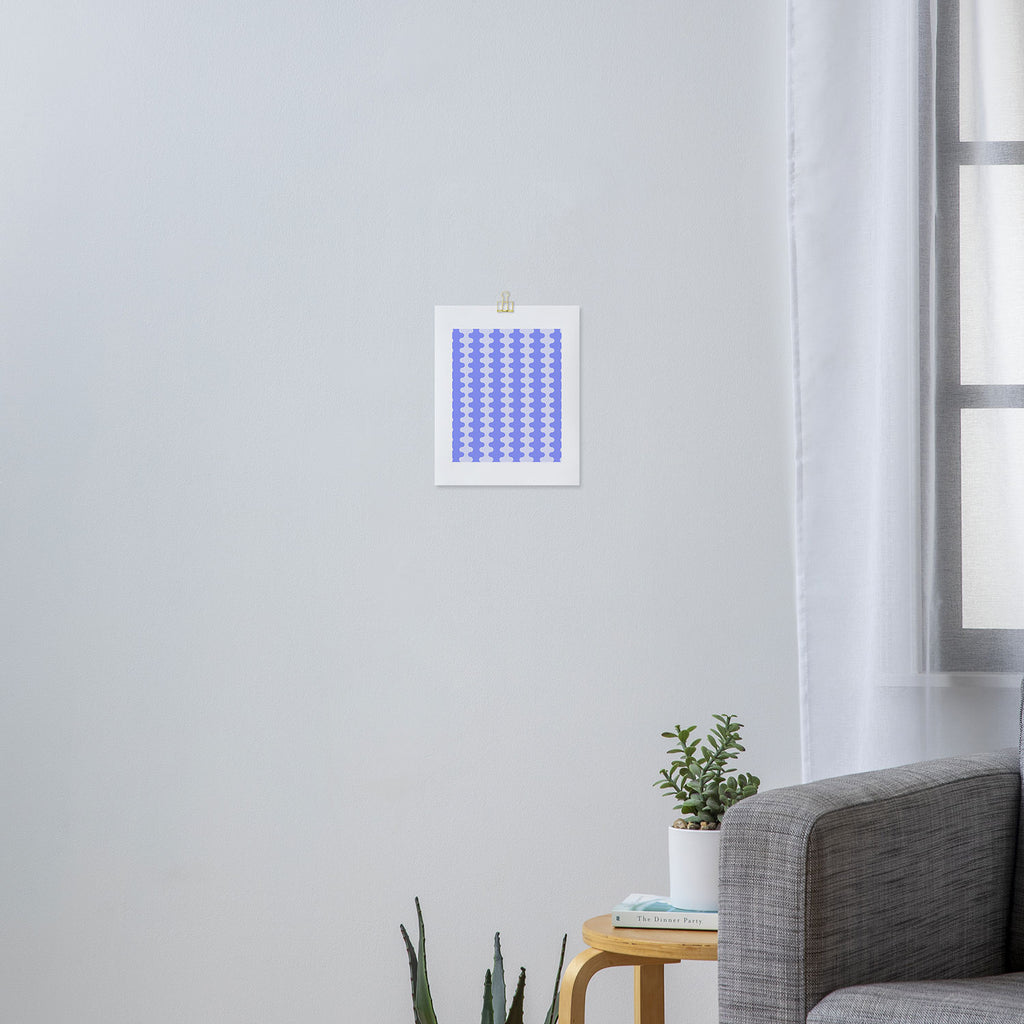 Modern Retro Wavy Ogee A-Go-Go Pop Stripes in Periwinkle Art Print Gallery Image 3