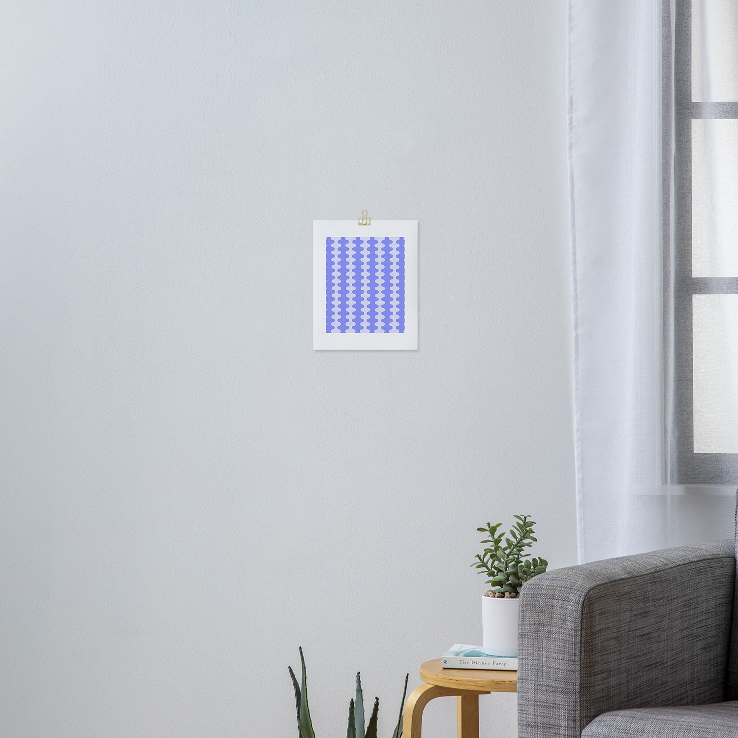 Modern Retro Wavy Ogee A-Go-Go Pop Stripes in Periwinkle Art Print Gallery Image 3