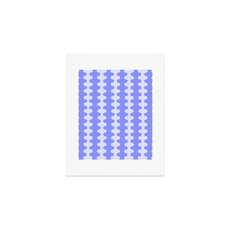 Modern Retro Wavy Ogee A-Go-Go Pop Stripes in Periwinkle Art Print Gallery Image 1