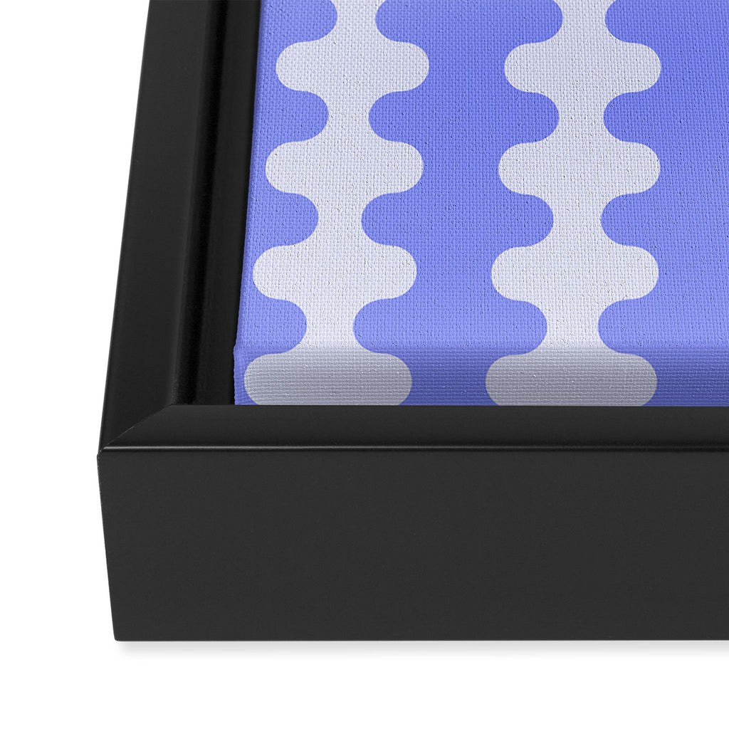 Modern Retro Wavy Ogee A-Go-Go Pop Stripes in Periwinkle Framed Canvas Print Gallery Image 3