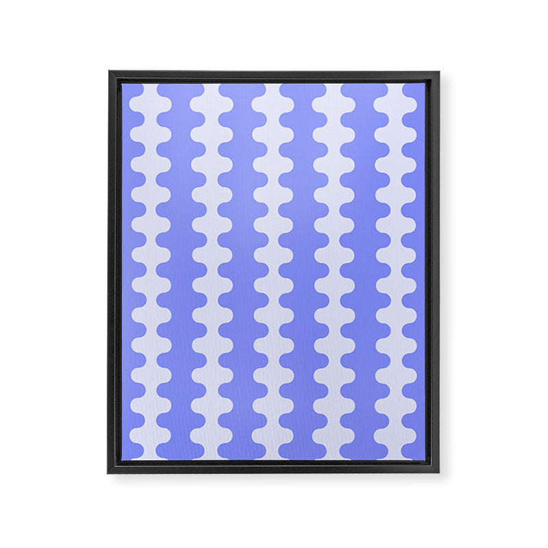 Modern Retro Wavy Ogee A-Go-Go Pop Stripes in Periwinkle Framed Canvas Print Gallery Image 8
