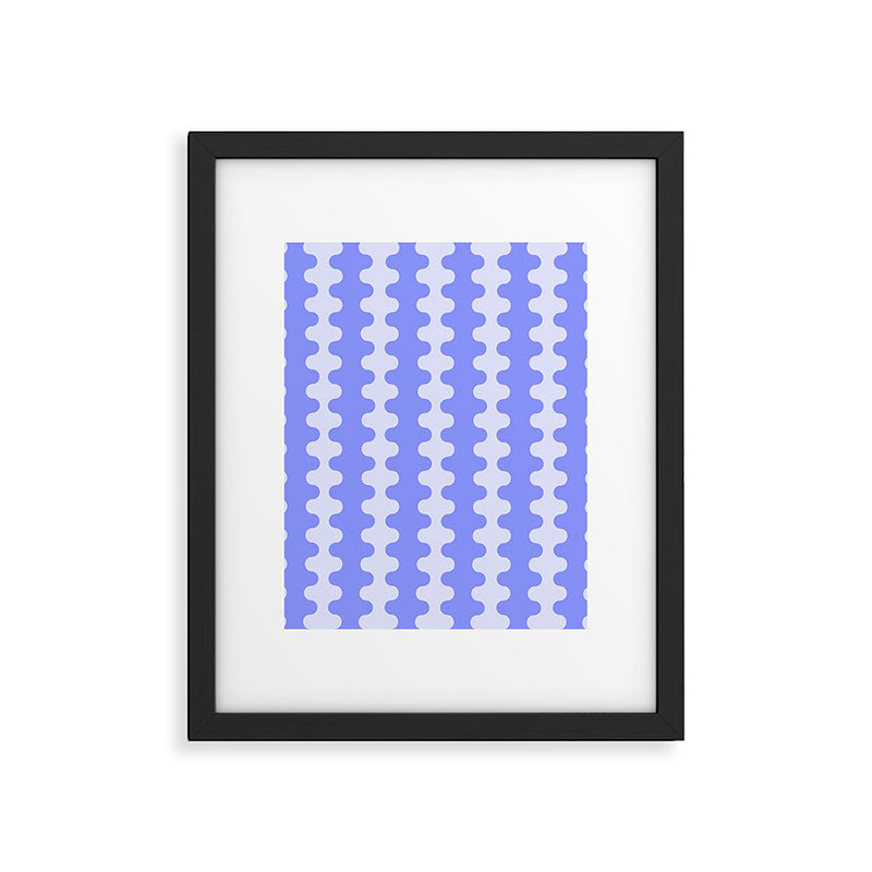 Modern Retro Wavy Ogee A-Go-Go Pop Stripes in Periwinkle Framed Art Print Gallery Image 6