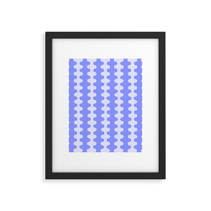Modern Retro Wavy Ogee A-Go-Go Pop Stripes in Periwinkle Framed Art Print Gallery Image 1