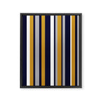 Modern Stripes in Mustard Yellow, Navy Blue, Gray, and White. Minimalist Color Block Framed Canvas Print Gallery Image 8