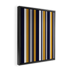 Modern Stripes in Mustard Yellow, Navy Blue, Gray, and White. Minimalist Color Block Framed Canvas Print Gallery Image 2