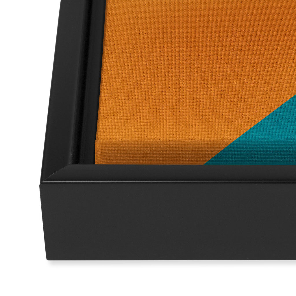 Moderna Bold - Minimalist Abstract Pattern in Teal, Blue, and Orange Framed Canvas Print Gallery Image 3
