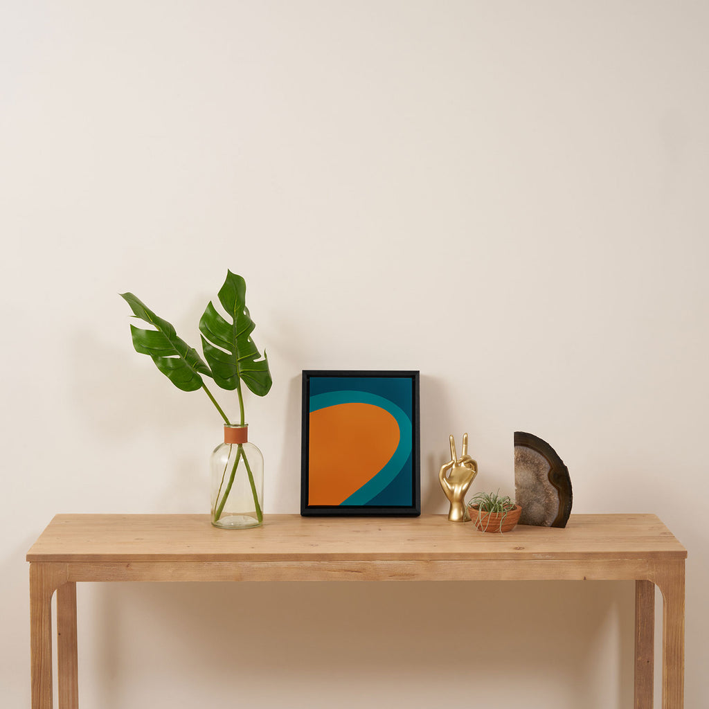 Moderna Bold - Minimalist Abstract Pattern in Teal, Blue, and Orange Framed Canvas Print Gallery Image 4
