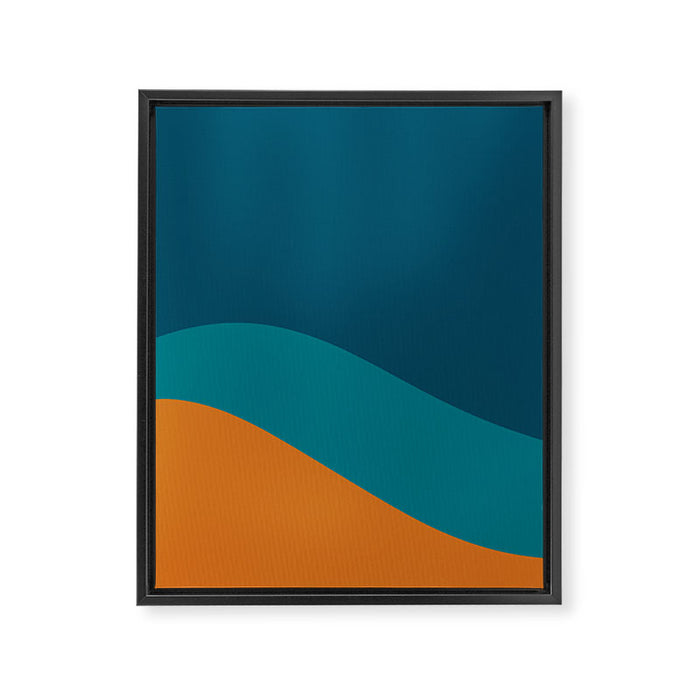 Moderna Bold Wave - Minimalism in Blue, Teal, and Orange Framed Canvas Print Gallery Image 1