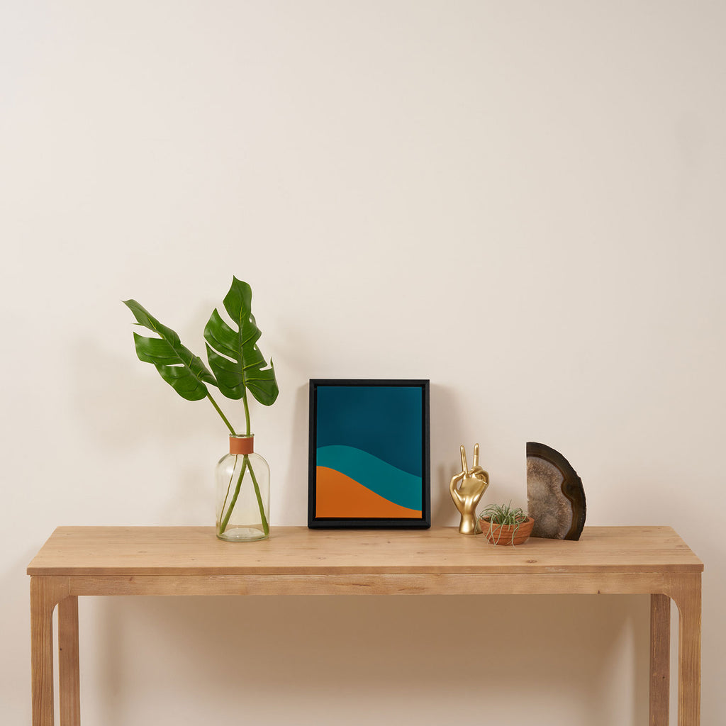 Moderna Bold Wave - Minimalism in Blue, Teal, and Orange Framed Canvas Print Gallery Image 4