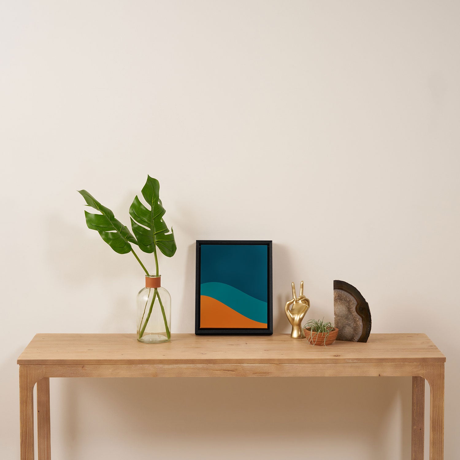Moderna Bold Wave - Minimalism in Blue, Teal, and Orange Framed Canvas Print Gallery Image 4