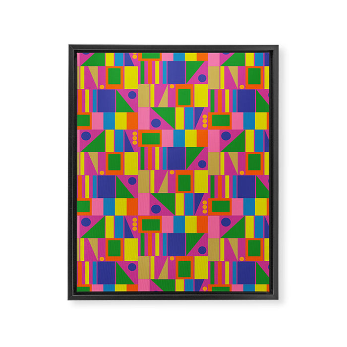 Modtastic Colorful Mid Century Modern Fun Retro Geometric Pattern Framed Canvas Print Gallery Image 1