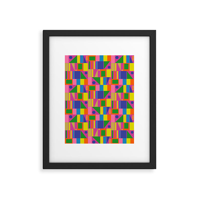 Modtastic Colorful Mid Century Modern Fun Retro Geometric Pattern Framed Art Print Gallery Image 5