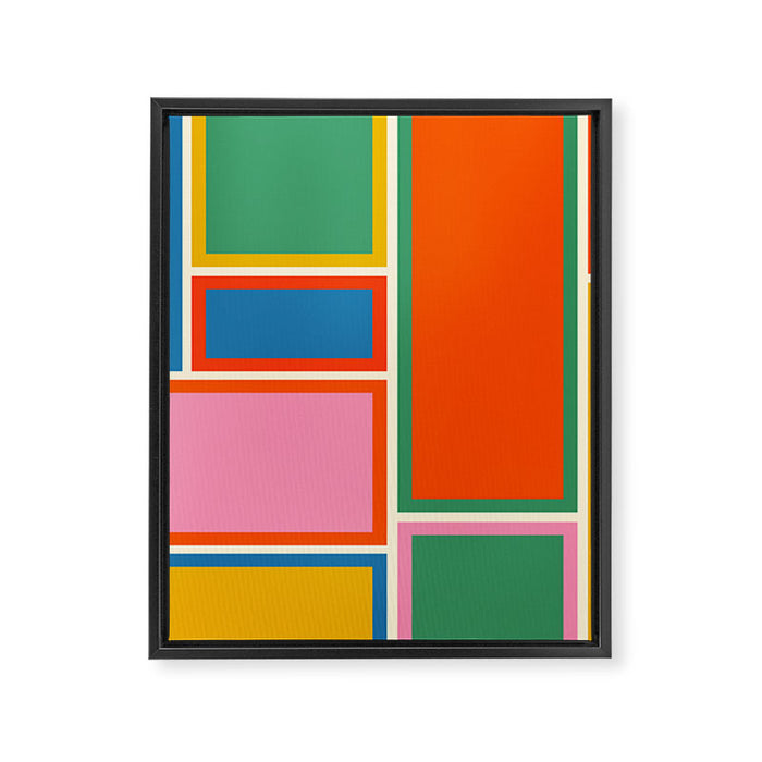 Modular Midcentury Modern Geometric Pattern in Retro Pop Colors Framed Canvas Print Gallery Image 1