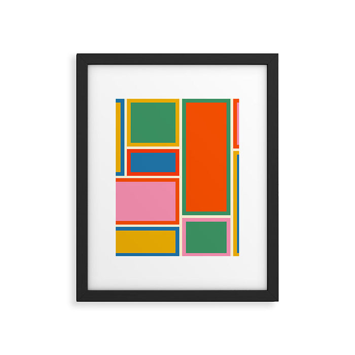 Modular Midcentury Modern Geometric Pattern in Retro Pop Colors Framed Art Print Gallery Image 1