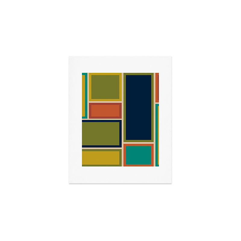 Modular Midcentury Modern Geometric Pattern in Retro Mid Mod Colors Art Print Gallery Image 1