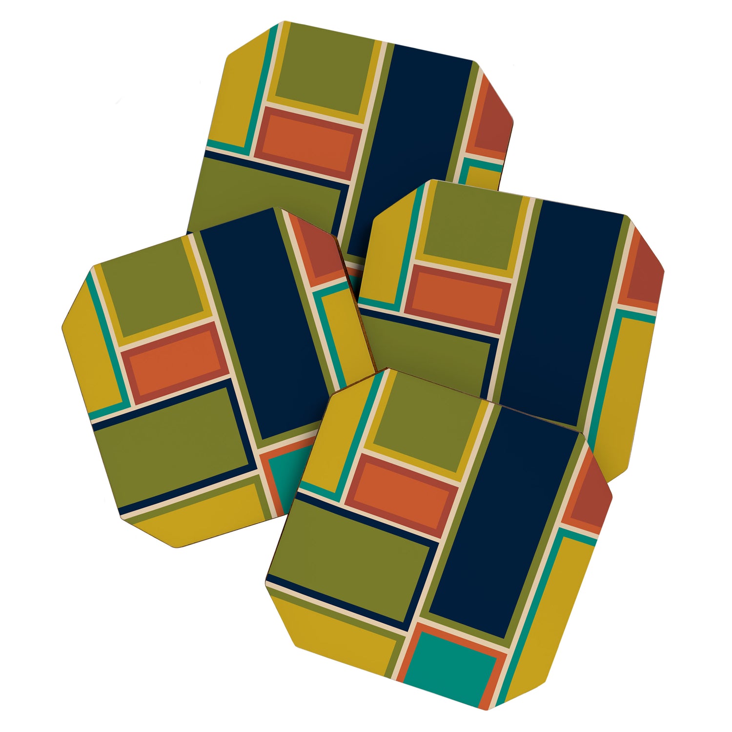 Modular Midcentury Modern Geometric Pattern in Retro Mid Mod Colors Coaster Gallery Image 1