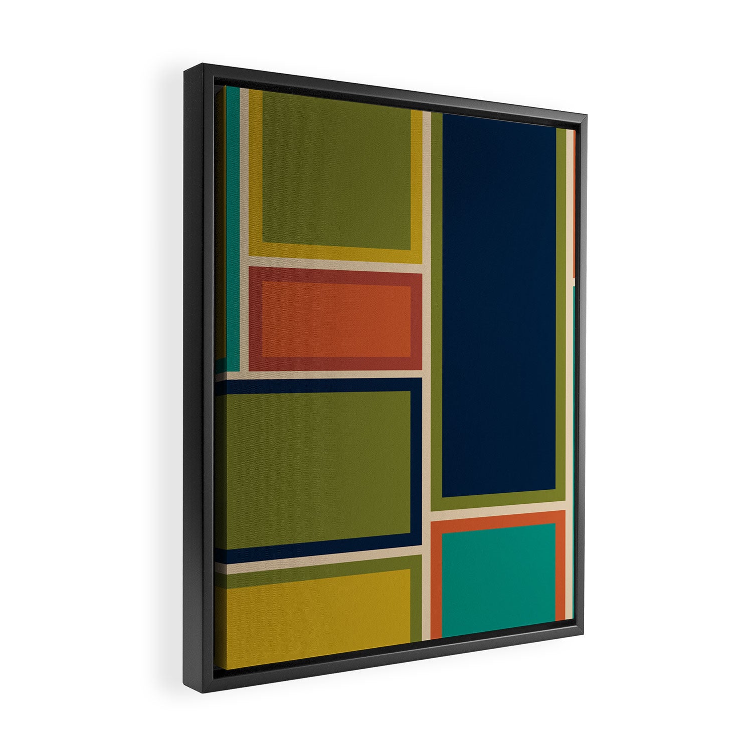Modular Midcentury Modern Geometric Pattern in Retro Mid Mod Colors Framed Canvas Print Gallery Image 2