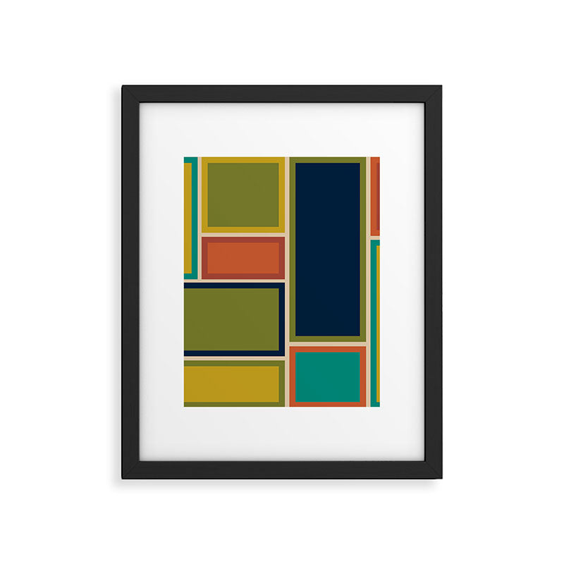 Modular Midcentury Modern Geometric Pattern in Retro Mid Mod Colors Framed Art Print Gallery Image 6
