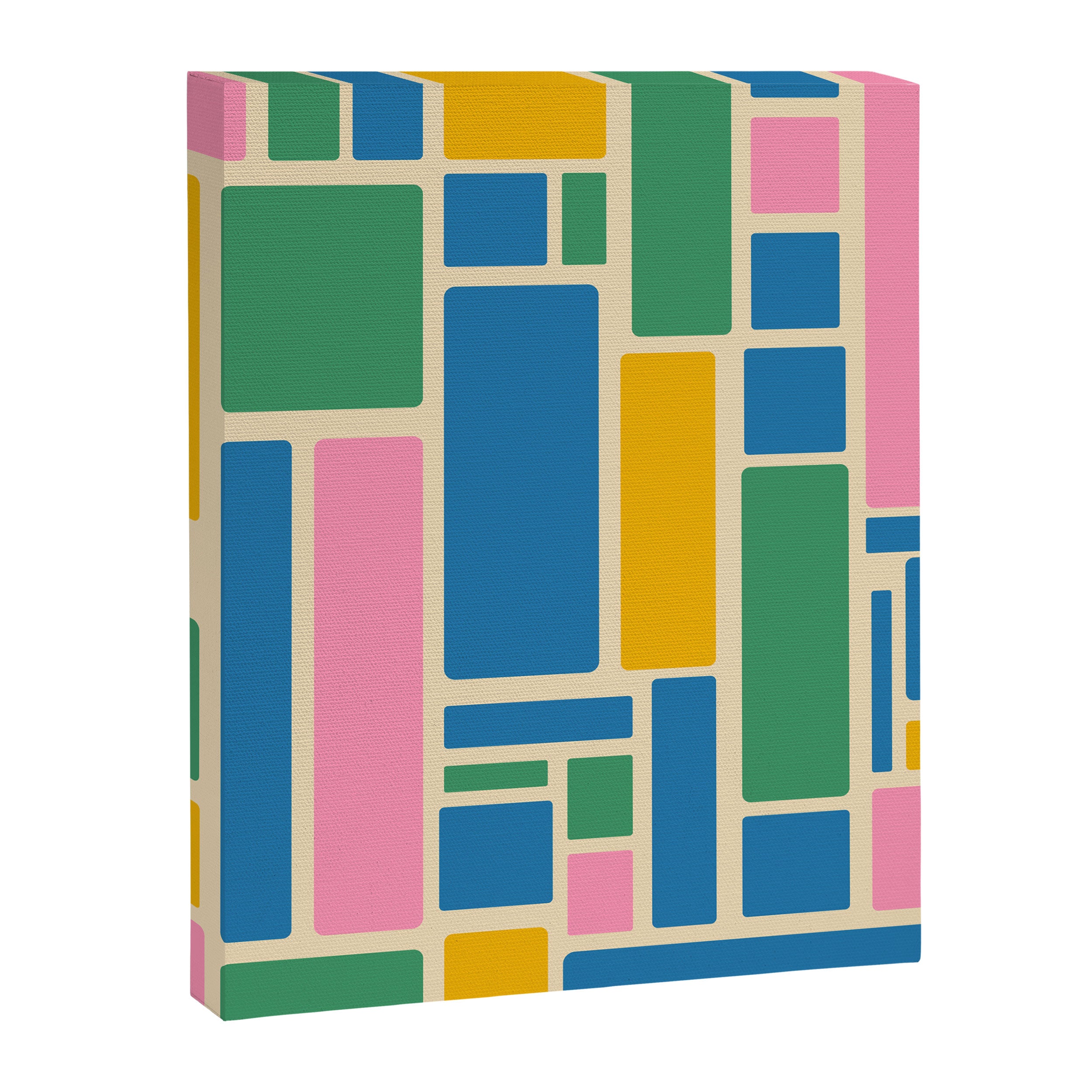Modulus Colorful Retro Geometric Pattern Green Pink Yellow Blue Canvas Print Gallery Image 8