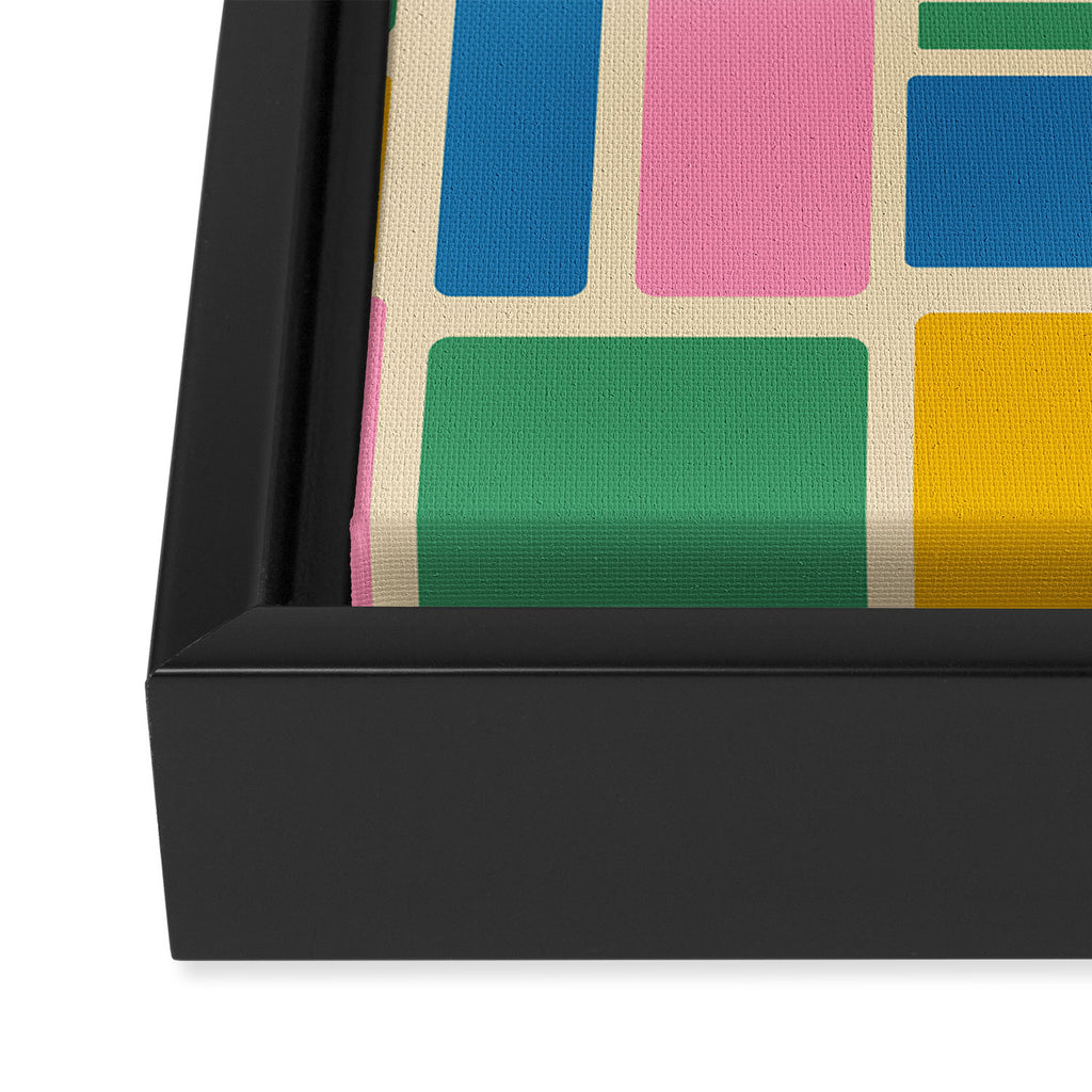 Modulus Colorful Retro Geometric Pattern Green Pink Yellow Blue Framed Canvas Print Gallery Image 3