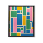 Modulus Colorful Retro Geometric Pattern Green Pink Yellow Blue Framed Canvas Print Gallery Image 8