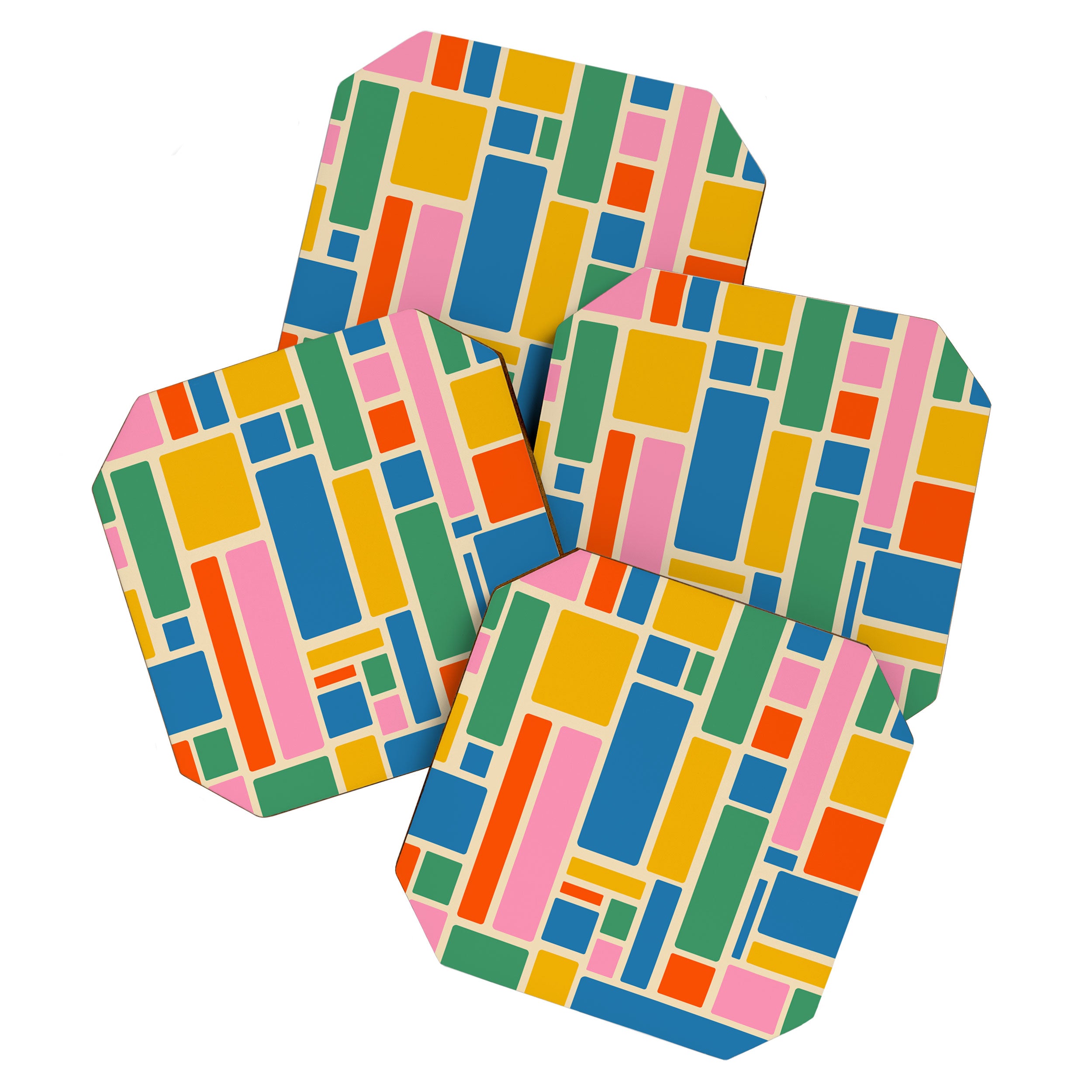 Modulus Colorful Retro Geometric Pattern Coaster Gallery Image 1