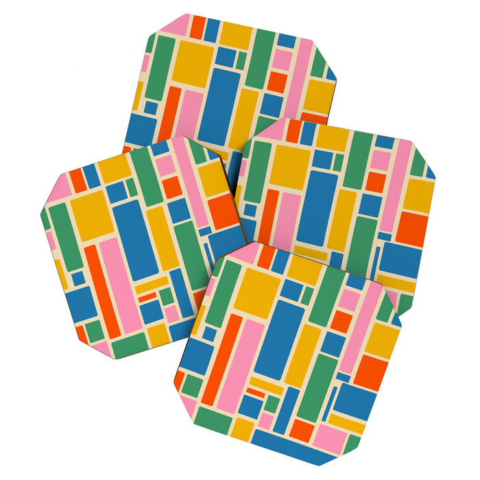 Modulus Colorful Retro Geometric Pattern Coaster Gallery Image 1