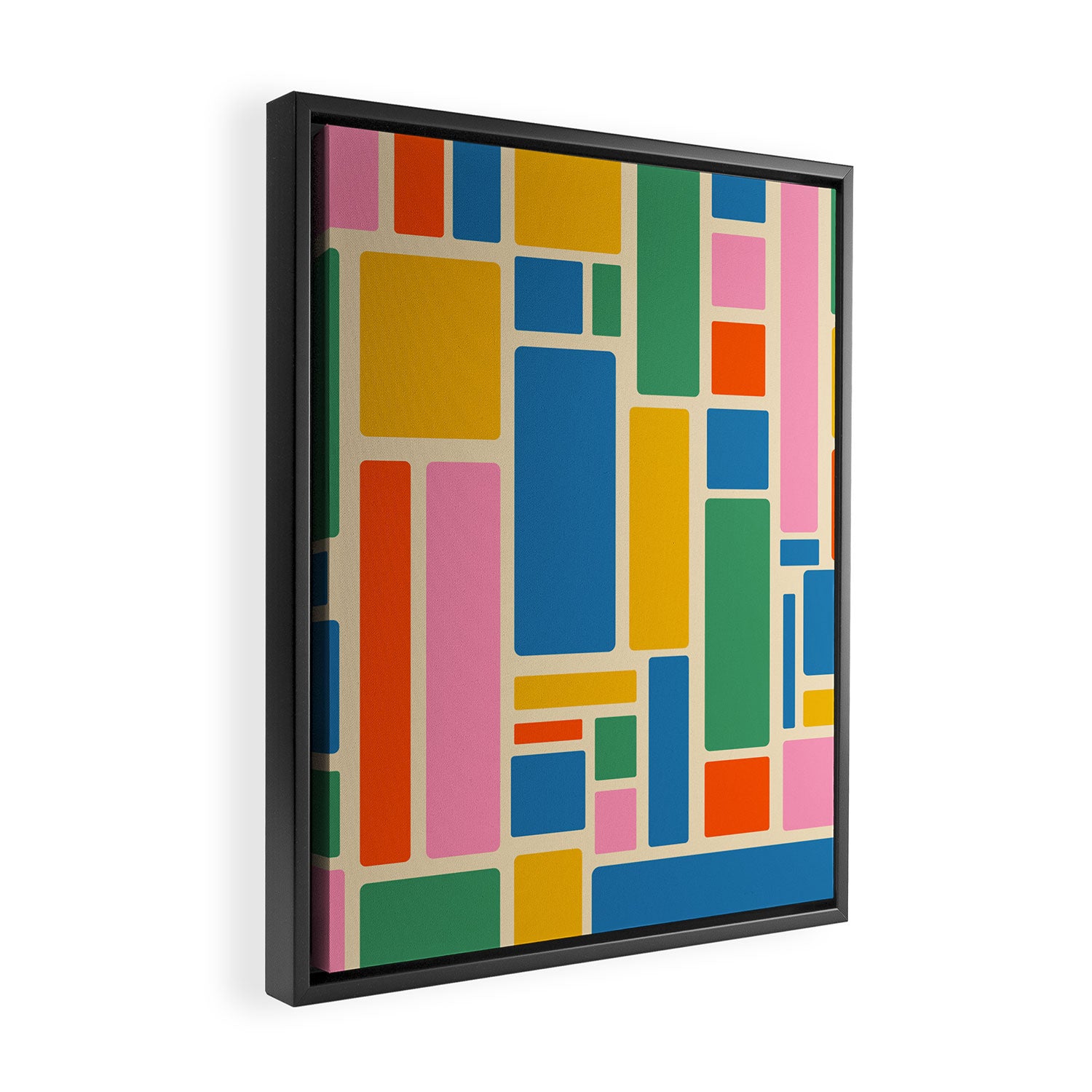 Modulus Colorful Retro Geometric Pattern Framed Canvas Print Gallery Image 2