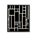 Modulus Minimalist Geometric Pattern in Black and Almond Cream Framed Canvas Print Gallery Image 8