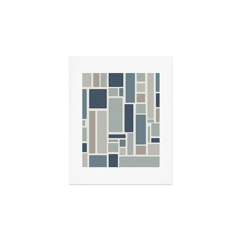 Modulus Minimalist Geometric Retro Modern Pattern in Neutral Blue Grey Tones Art Print Gallery Image 1