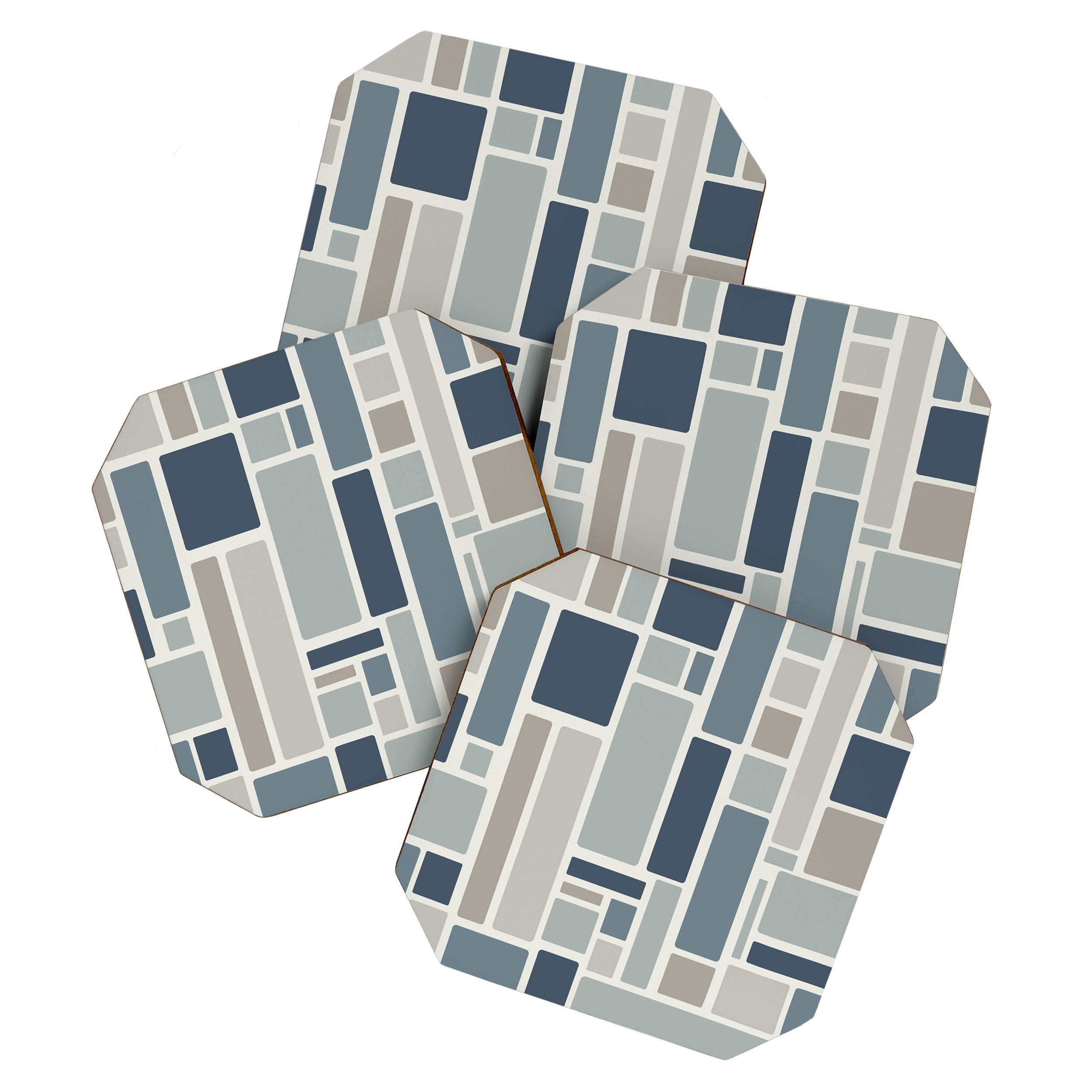 Modulus Minimalist Geometric Retro Modern Pattern in Neutral Blue Grey Tones Coaster Gallery Image 1