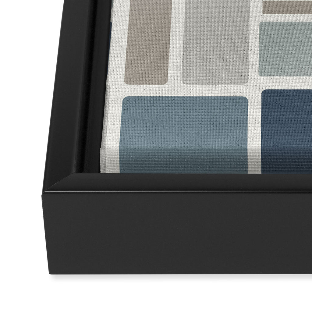 Modulus Minimalist Geometric Retro Modern Pattern in Neutral Blue Grey Tones Framed Canvas Print Gallery Image 3