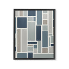 Modulus Minimalist Geometric Retro Modern Pattern in Neutral Blue Grey Tones Framed Canvas Print Gallery Image 8