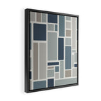 Modulus Minimalist Geometric Retro Modern Pattern in Neutral Blue Grey Tones Framed Canvas Print Gallery Image 2