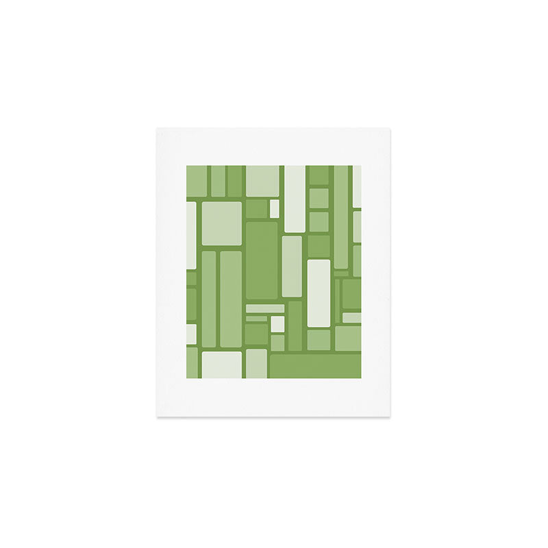 Modulus Retro Modern Geometric Pattern in Vintage Green Art Print Gallery Image 1