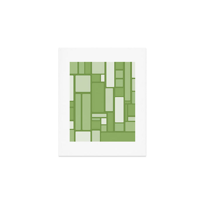 Modulus Retro Modern Geometric Pattern in Vintage Green Art Print Gallery Image 1