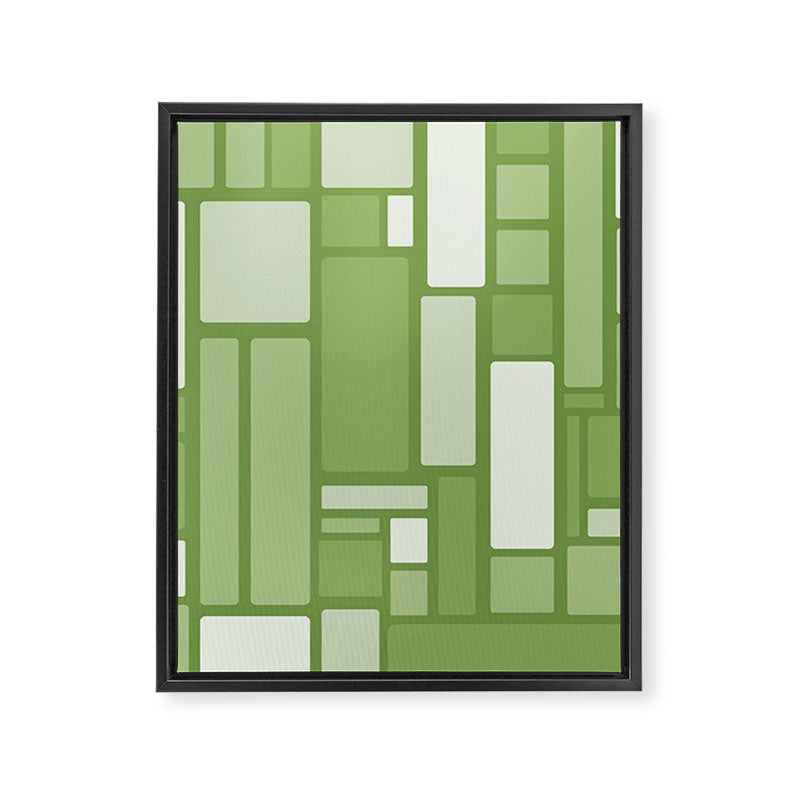 Modulus Retro Modern Geometric Pattern in Vintage Green Framed Canvas Print Gallery Image 8