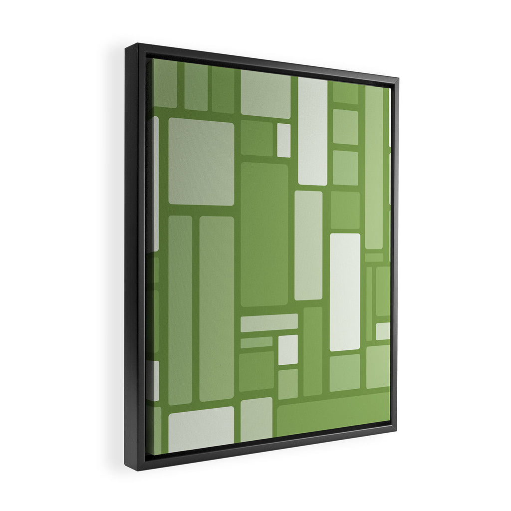Modulus Retro Modern Geometric Pattern in Vintage Green Framed Canvas Print Gallery Image 2